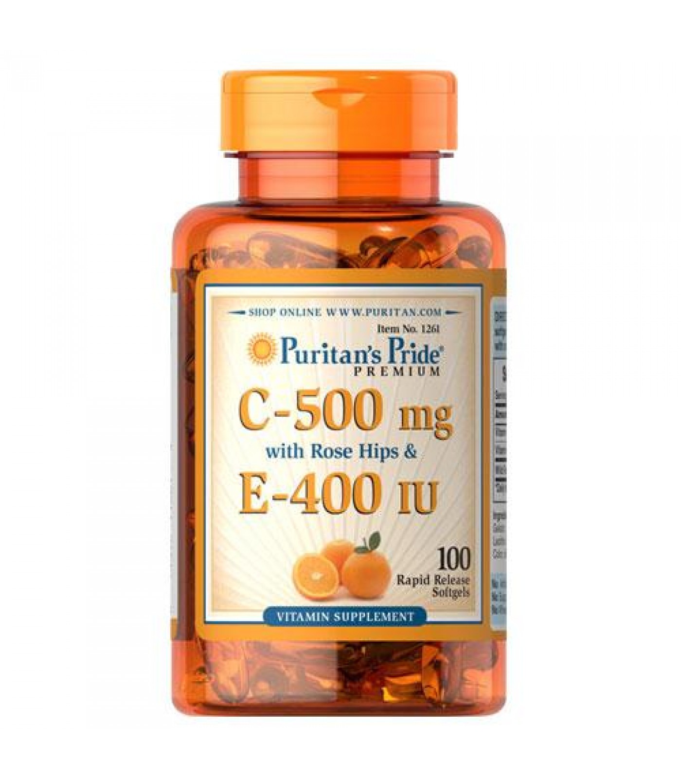 Puritan's Pride - Vitamin C E 500mg/400 IU Rose Hips / 100 таблетки​